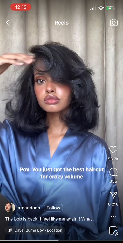 Bombshell Short Hair, Butterfly Haircut On Black Women, Fluffy Blowout Short Hair, Blown Out Hair Black Women Short, Layered Relaxed Hair, Side Part Bob With Layers Black Women, Blow Out Natural Hair Styles Black Women, Black 90s Blowout Hair, Short Hair With Bangs Blowout