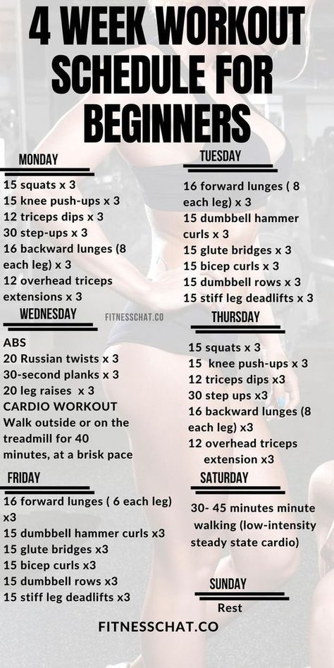 Beginner Workout Schedule, Weight Routine, 4 Week Workout, Week Workout, Workout Routines For Beginners, 30 Day Fitness, Exercise Plan, Beginner Workout, Workout Schedule