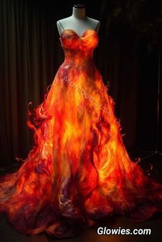 Most Iconic Royal Wedding Dresses Throughout History Fire Inspired Gown, Flame Dress Gowns, Phoenix Clothes Design, Fire Dress Aesthetic, Fire Element Costume, Fire Themed Dress, Fire Outfits Aesthetic, Katniss Fire Dress, Fire Queen Aesthetic