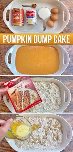 Pumpkin Recipes Quick, Pumpkin Pie Dump Cake, Easy Pumpkin Recipes Desserts, Fall Desserts Pumpkin, Pumpkin Dump, Dessert Pumpkin, Dump Cake Recipe, Dump Cake Pumpkin, Pumpkin Recipes Easy