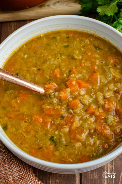 Warm up your day with this comforting and flavourful Spicy Carrot and Lentil Soup! Simple yet delicious, this soup is not only filling but also brimming with taste that will satisfy your cravings. Harissa Lentil Soup, Soup Recipes Healthy Lentil, Lentil Soup Spicy, Smokey Lentil Soup, Spicy Carrot And Lentil Soup, Soup With Red Lentils, High Fibre Soup, Soups With Carrots And Celery, Meal With Carrots