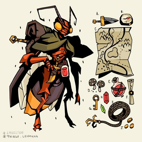 Bug Character Design, Bug Character, Thiago Lehmann, Monsters Art, Bug Art, Things To Draw, Universal Monsters, Insect Art, Game Character Design