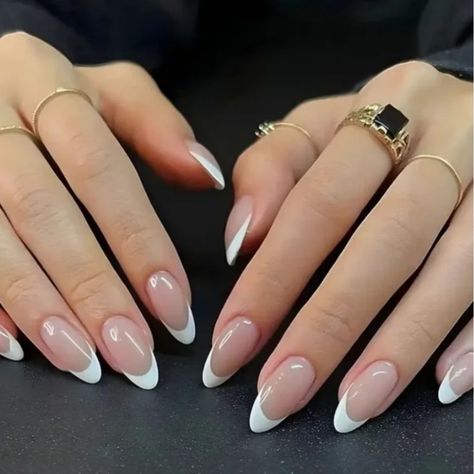 24 Pieces Fake Press On Nails French Design | Color: Cream/White | Size: Os -  #Color #CreamWhite #Design #Fake #french #Nails #Pieces #Press #Size Nagellack Trends, Hard Nails, White French Tip, Almond Shape Nails, French Nail Designs, White French, Nail Designs Spring, Heart Nails, French Tip Nails