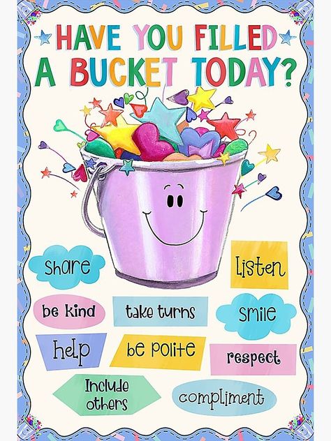 Have You Filled A Bucket Today Craft, Bucket Filler Bulletin Board, Bucket Filler Book, Inspirational Bulletin Boards, Bucket Filler, Bucket Filling, Teacher Classroom, Board Ideas, Bulletin Boards