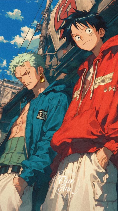 【LUFFY & ZORO】 ⁀➷ Wallpaper ✪ One Piece Whole Crew, Zoro And Luffy Fanart, Luffy Zoro Wallpaper, Zoro And Luffy Wallpaper, One Piece Zoro And Luffy, Zoro Aesthetic Wallpaper, Zoro X Luffy Fanart, Roronoa Zoro Fanart, Zoro One Piece Wallpapers