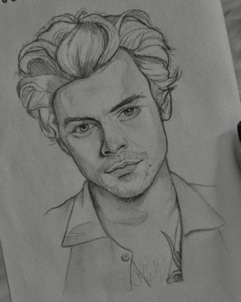 Harry Styles Portrait Sketch, Anime Man Drawing Tutorial, Drawing Ideas Of People Sketch, Harry Styles Sketch Pencil, Guy Sketches Faces, Harry Styles Drawing Pencil, Harry Styles Portrait Drawing, Man Face Drawing Sketches, Drawings Of Harry Styles