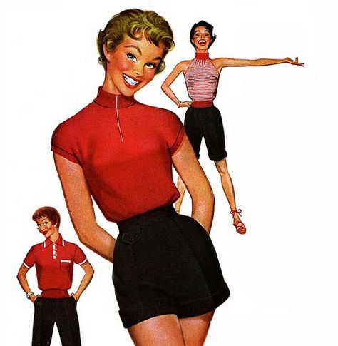 jantzen 80s Loungewear, 1950s Sportswear, Pete Hawley, Clothes Illustration, Vintage Illustration Art, Look Magazine, Ideas Vintage, Old Fashion, Vintage Pinup