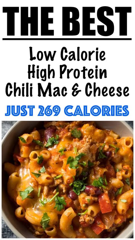 Healthy Chili Mac and Cheese Healthy Chili Mac And Cheese, Low Carb Chili Mac, Light Mac And Cheese Healthy, Turkey Chili Mac And Cheese, Light Chili Recipe Healthy, Healthy Taco Mac And Cheese, Low Calorie High Protein Chili, Mason Fit Recipes, Crockpot Protein Mac And Cheese