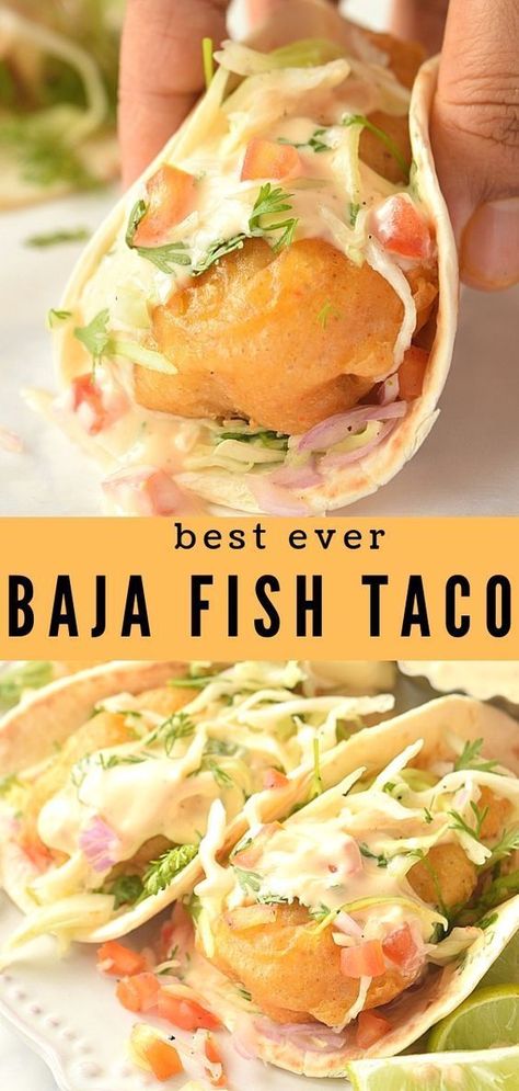 Try this ultimate crispy Baja Taco (Best crispy battered fish tacos), an amazing combination of crispy fried fish,served in a cozy warm tortilla with pickled cabbage slaw,pico de gallo and flavorful chipotle crema.If you love Mexican fish tacos then these fried fish taco recipe along with amazing baja sauce recipe makes an amazing combination to fix delicious dinner in no time.These baja style fish tacos are the BEST! Just try these baja fish taco recipe with baja fish taco sauce makes so good! Fried Fish Taco, Baja Fish Tacos Sauce, Fish Tacos Crispy, Mexican Fish Tacos, Baja Tacos, Crispy Fried Fish, Fish Taco Recipe, Fried Fish Tacos, Battered Fish Tacos