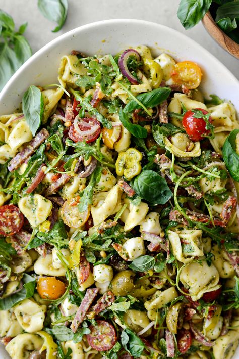 Italian Tortellini Pasta Salad, Tortellini Pasta Salad Recipes, Thai Crunch Salad, Pesto Vinaigrette, Tortellini Pasta Salad, Summer Dinner Recipes, Blt Pasta Salads, Pasta Salad With Tortellini, Mediterranean Pasta