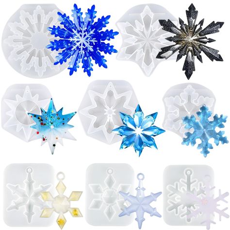 PRICES MAY VARY. ✨ 【Christmas Snowflake Silicone Molds】You will get 8Pcs different sizes & styles of snowflake decorative pieces with holes.Easy to make necklaces, keychains, jewelry pendants, wedding charms, Christmas props, winter party decorations, etc.You can do a lot of creative things with these. 🎄【Premium Material】Our epoxy resin molds are crafted from premium silicone which is flexible & not easily deformed, washable & easy to clean, easy to use & demold, reusable & durable. They have g Winter Resin Ideas, Resin Snowflakes, Epoxy Resin Christmas, Wedding Charms, Jewelry Casting, Winter Party Decorations, Christmas Resin, Christmas Props, Ornament Diy