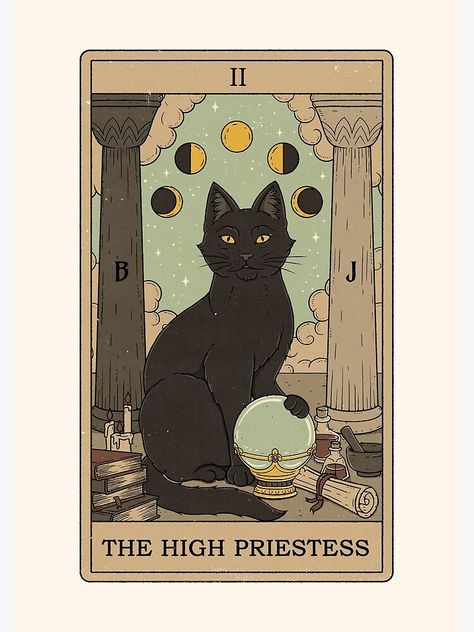 "The High Priestess" Art Print by thiagocorream | Redbubble Savage Daughter, Taro Cards, Priestess Art, Cat Rules, Tarot Cards Art Illustration, Tarot Card Tattoo, The High Priestess, Online Tarot, High Priestess