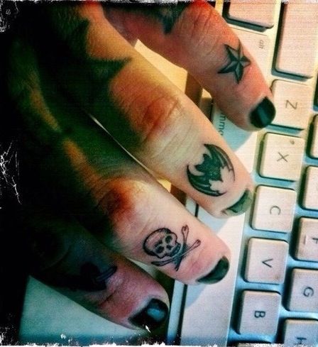 Finger Tattoo Ideas #SkullandCrossbones #Bat #NauticalStar Bat Tattoo, Finger Tattoo, Bat, Tattoos