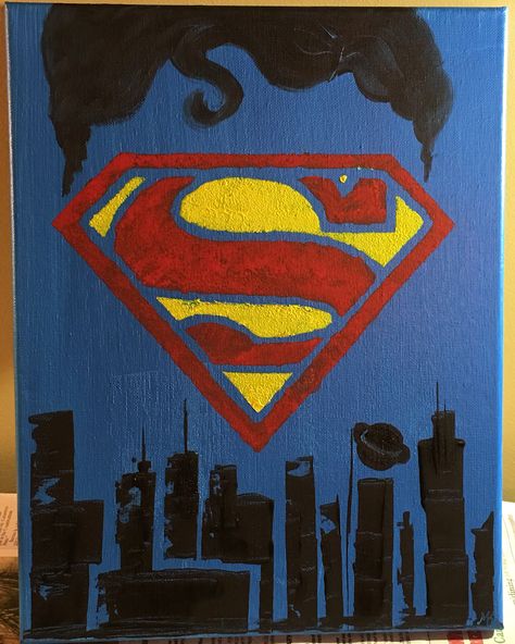 Superman painting acrylic clark kent metropolis daily planet Diy Canvas, Superman Painting, Daily Planet, Pretty Ppl, Clark Kent, Minimalist Painting, Smallville, Metropolis, Painting Acrylic