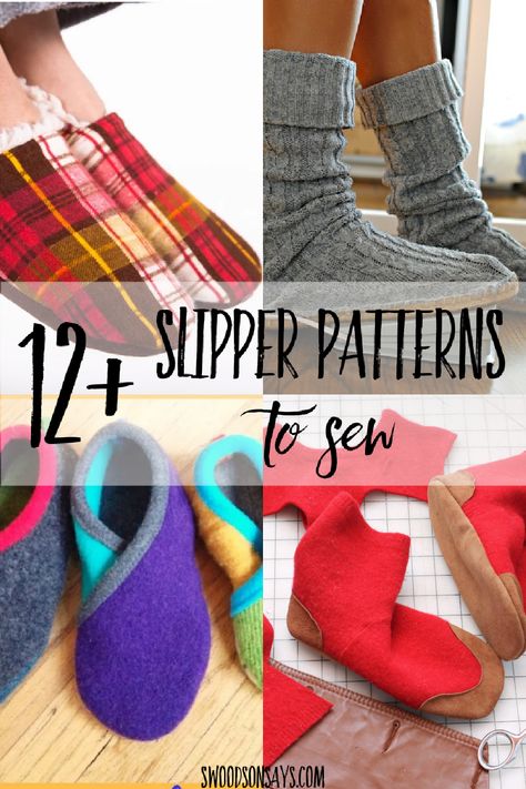 free slipper patterns pdf slipper patterns to buy House Shoes Pattern, Sew Slippers, House Slippers Pattern, How To Make Slippers, Sewing Slippers, Winter Sewing, Upcycled Sweater, Diy Slippers, Boys Slippers