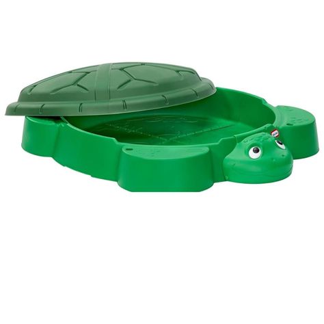 ICONIC TURTLE – Turtle Sandbox with friendly molded-in face and large area for lots of sand play. IMAGINATIVE PLAY – Kids can use their imagination to build sandcastles, towns, and more. MULTI KID FUN – Big enough for 4 kids to play at once. SHADE & SEATING FOR FOUR – Four molded-in seats with umbrella slots on the outside of the sandbox. REMOVABLE LID – Turtle shell is a removable lid that covers sand area and snaps and tethers in place. TONS OF SAND – Holds more than 100lbs of sand (sand is not included). ASSEMBLY REQUIRED – Easy, one-time assembly. PRODUCT SIZE: 38.00”L x 34.00”W x 10.50”H WEIGHT: 10.60lbs. CARTON SIZE: 34.00”L x 8.75”W x 18.00”H WEIGHT: 14.00lbs. Recommended Age: 12 months - 6 years Teeter Totter, Sand Play, Music Toys, Water Table, Kids Sensory, Turtle Shell, Sand And Water, Big Adventure, Sandbox