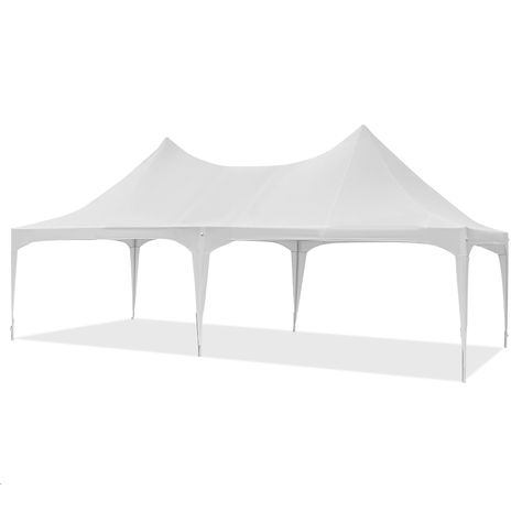 PRICES MAY VARY. Unique Double Peak Design: The appearance of this double peak party tent is very upright and attractive. More importantly, the pole-less design, unlike traditional frame tents, maximizes space and can easily accommodate 60 people Upgraded Galvanized Frame: This upgraded heavy-duty party tent adopts 1.1-inch diameter white powder-coated steel pipe, which is rust-proof and durable. The additional iron pieces on the connecting heads form a unique triangular structure, providing str Outdoor Tent Wedding Decorations, White Wedding Tent, Tent For Party, Cross Ventilation, Steel Gazebo, Louvered Pergola, Outdoor Gazebo, Hardtop Gazebo, Galvanized Pipe