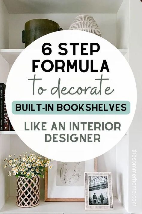 Decorate Built In Bookshelves, Bookcase Styling Ideas, Decorating Built In Shelves Living Room, Built In Bookshelves Decor, Decorating Bookcases, Decorating Built In Shelves, Decorating Built Ins, Built In Shelf Decor, Modern Interior Living Room