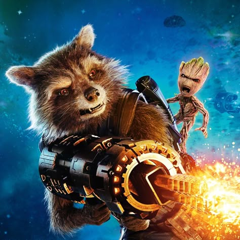 Marvel Sleeve, Airbrushing Ideas, Candy Tattoo, Rocket Groot, Rocket Racoon, Groot Rocket, Tv Series Poster, Guardian Of The Galaxy, Guardians Of The Galaxy Vol 2