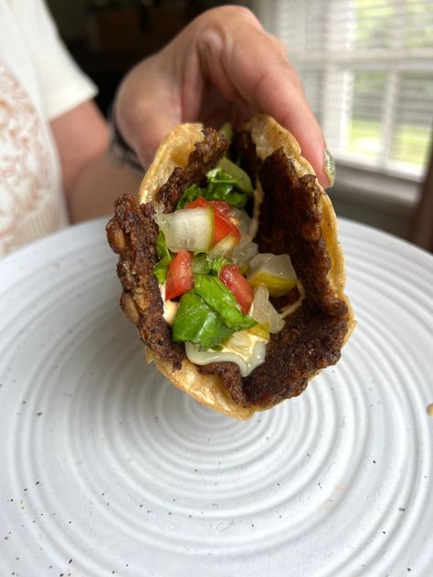 Lentil Smash Burger Taco Smash Burger Tacos, My Bizzy Kitchen, Burger Tacos, Vegan Tortilla, Light Summer Meals, Lentil Tacos, Canned Lentils, Lentil Burgers, Plant Based Diet Recipes