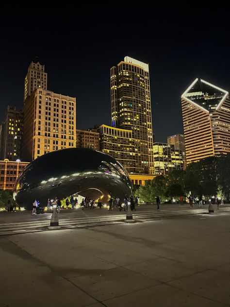 downtown chicago the bean Chicago The Bean, Downtown Chicago Aesthetic, Mason Core, Chicago Collage, Downtown At Night, The Bean Chicago, Chicago Wallpaper, Chicago Bean, Chicago Homes