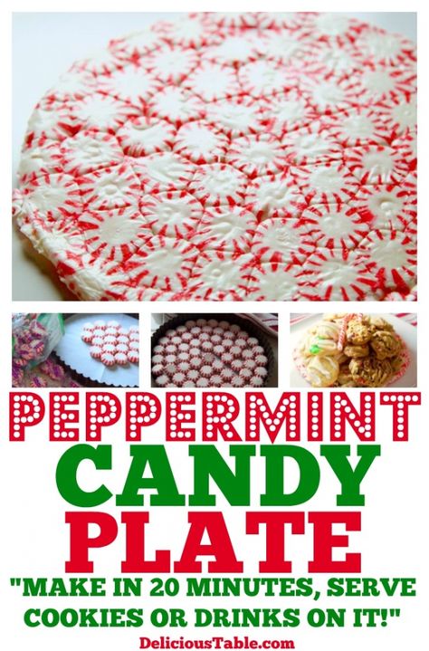 Peppermint Candy Plate for Christmas: DIY in 20 Minutes Peppermint Candy Bowls, Peppermint Candy Tray, Peppermint Candy Bowl, Christmas Cookie Plate, Christmas Morning Brunch, Festive Holiday Desserts, Cookies And Candy, Elegant Christmas Party, Christmas Treats For Gifts