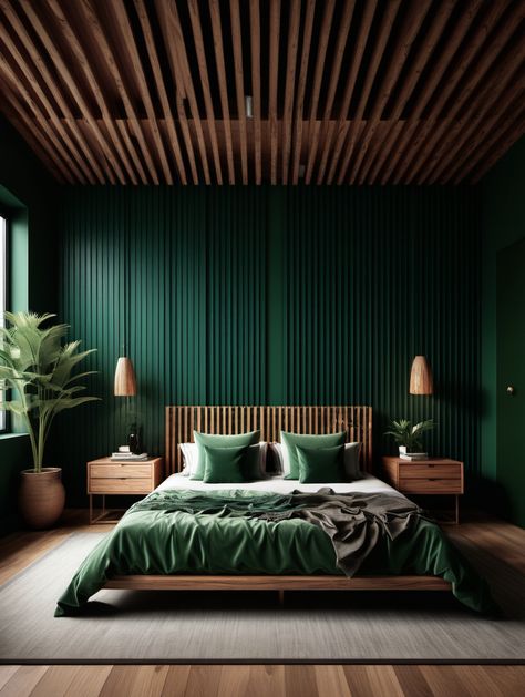 Dark Green Bedroom Ideas That Will Inspire You - Amanda Katherine Emerald Room Aesthetic, Small Dark Green Bedroom, Green Attic Room, Emerald Green Bedroom Walls, Dark Green Wall Bedroom, Quirky Bedroom Ideas, Dark Green Bedrooms, Dough Packaging, Emerald Green Bedroom