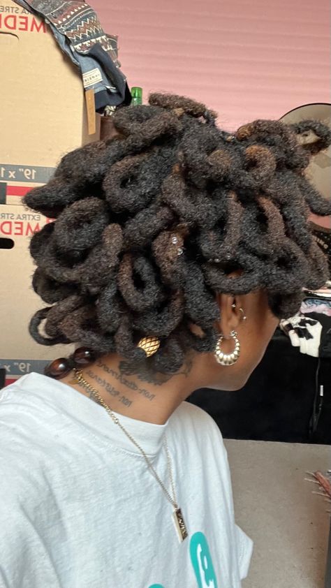 Loc Petal Bob, Loc Petals On Short Locs, Hairstyle Locs, Loc Petals, Feminine Urge, Locs Styles, Loc Inspiration, Short Locs, Short Locs Hairstyles