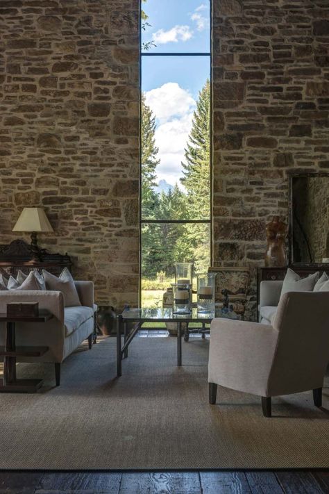 Rustic Stone Timber House-JLF Architects-12-1 Kindesign Nature Luxury, D Signature, Rustic Stone, House On The Rock, Timber House, Stone Cottage, Floor To Ceiling, Barn Style House, Floor To Ceiling Windows