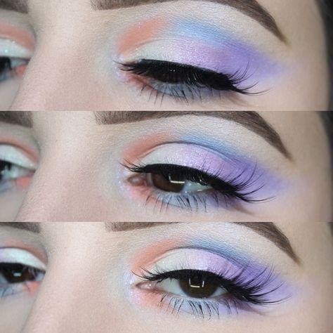 Blue And Purple Eyeshadow Looks, Easter Makeup Ideas, Blue And Purple Eyeshadow, Purple Eyeshadow Looks, Pastel Makeup, Easter Makeup, Pastel Easter, Unicorn Costume, Purple Eyeshadow