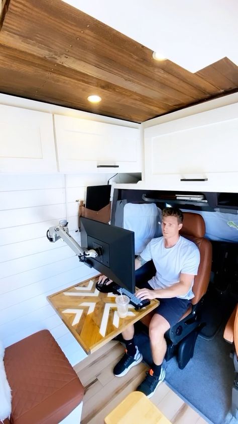 One of my favorite things to do in the van is setup the mobile office, bump some tunes and vibe out 🦙 -Jake 🤙🏼 #vanvibes #vanoffice… | Instagram Van Desk Work Spaces, Van Life Office, Van Sink, Van Office, Camper Table, Mosquito Coast, Campervan Bed, Surf Van, Bus Living