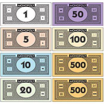 Printable+Monopoly+Money Make Your Own Monopoly, Play Money Template, Monopoly Theme, Printable Play Money, Monopoly Cards, Monopoly Party, Harry Potter Monopoly, Board Game Party, Board Game Template