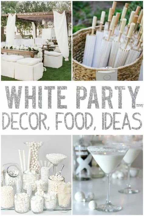 Need a party idea? Looking to host a white party theme event? We have all the White Party Ideas to get you celebrating. From White Party Decor, White Party Foods, and White Party Outfits, take a look at these resources to get your starting. #FrugalCouponLiving #whiteparty #partydecor #partyideas #whitepartyidea #whitepartyoutfits #whitepartytheme #whitepartydecor #whitepartydecorations #decorations #partydecorations #summerparty #rage #rager Bachelorette White Party, All White Wedding Shower Ideas, Hamptons White Party Theme, All White 50th Birthday Party Ideas, All White Party Food Ideas, All White 40th Birthday Party Ideas, White Themed Food, White Out Party Theme, Festa All White