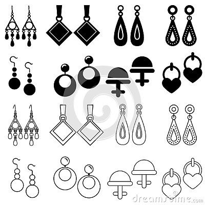 earrings-icon-vector-set-jewelry-illustration-sign-collection-accessory-symbol-can-be-used-web-sites-mobile-applications Earings Illustration Sketch, Earrings Illustration Drawing, Earing Drawing Reference, Fantasy Earrings Drawing, Earings Drawing Design, Earrings Drawing Sketch, Earrings Sketch, Earrings Drawing, Jewelry Logo Ideas