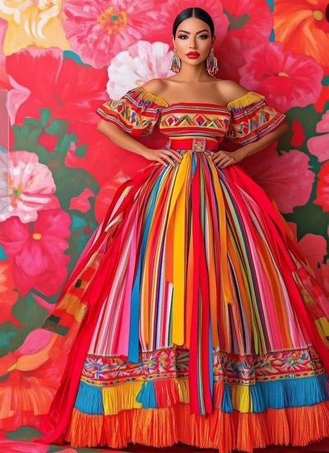 Mexican Dress Up, Mexican Theme Dresses, Rich Tips, Mexican Fancy Dress, Mexican Traditional Clothing, Jalisco Dress, Folklorico Dresses, Outfit Mexicano, Mexico Sketch