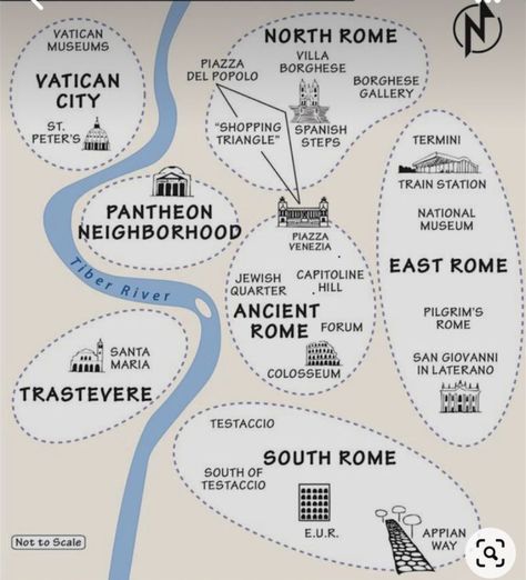 Map Of Rome Italy, Rome Neighborhood Map, Traveling To Rome Italy, Rome Italy Travel Guide, Rome Best Places, Rome Italy Map, Rome Italy Travel Tips, Trip To Rome Italy, Rome To Do List