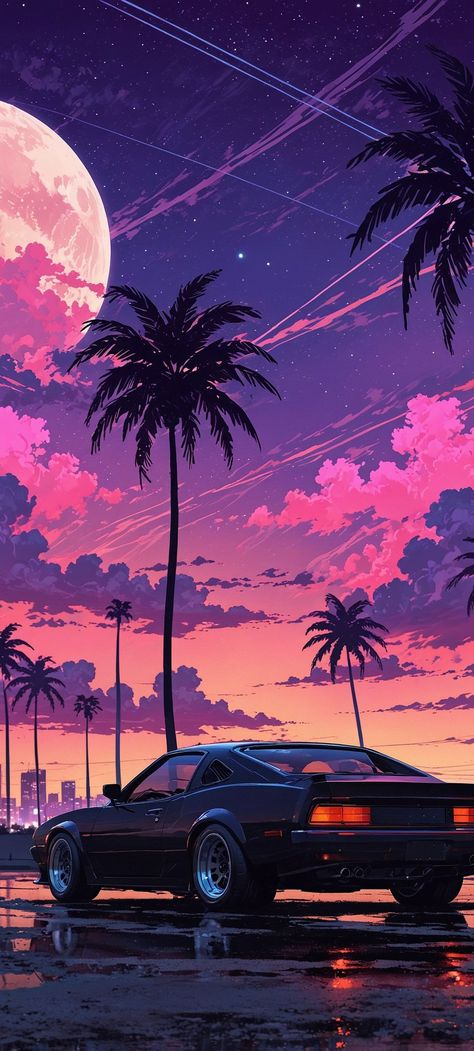 Retrowave Wallpaper, Synthwave Art, Miami Vibes, The Best Wallpapers, Background Phone, Space Drawings, Street Fighter Art, Best Wallpapers, Neon Nights