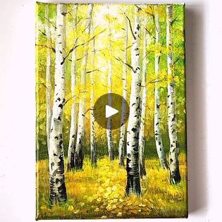 Birch Tree Acrylic Paintings, Birch Tree Painting Tutorial, Acrylic Painting Birch Trees, Forest Acrylic Painting, Birch Trees Painting, Birch Trees Landscaping, May Art, Autumn Birch Tree Painting, Water Color Fall Birch Trees