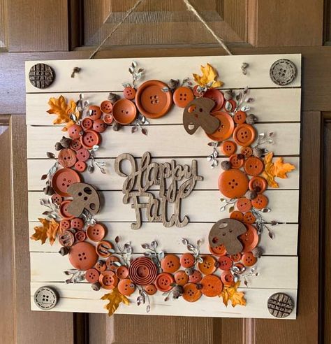 Upcycling, Orange Paper Craft, Paper Craft Easy, Buttons Crafts Diy, Fall Wood Crafts, Fall Pumpkin Crafts, Fall Decor Diy Crafts, Fun Craft Ideas, Halloween Wood Crafts