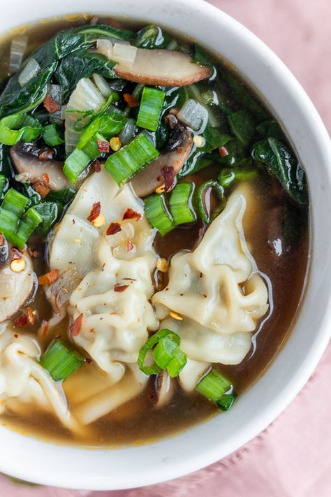 Wonton Soup With Frozen Wontons, Wor Wonton Soup, Frozen Wontons, Easy Wonton Soup, Vegetarian Wonton, Bits And Bites, Chicken Cilantro, Wonton Soup Recipe, Asian Soup Recipes