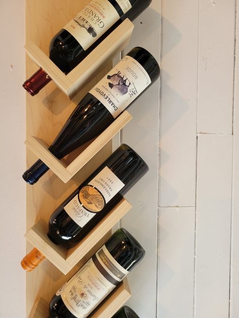 Wine Cabinet Diy, Modern Wall Wine Rack, Wine Bottle Holder Diy, Wine Rack Ideas, Wood Wine Rack Diy, Wine Bottle Holder Wall, Diy Montreal, Wood Wine Bottle Holder, Woodworking Gifts