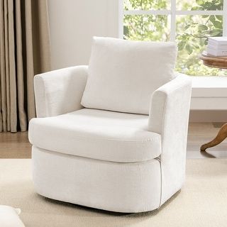 LUE BONA 32 in. W Modern Chenille Swivel Accent Barrel Chair Set Modern Upholstered Swivel Armchair - Bed Bath & Beyond - 40809910 Comfy Sofa Chair, Spindle Chair, Armchair Bed, Club Armchair, Upholstered Armchair, Swivel Barrel Chair, Wood Accent, Comfy Sofa, Swivel Armchair