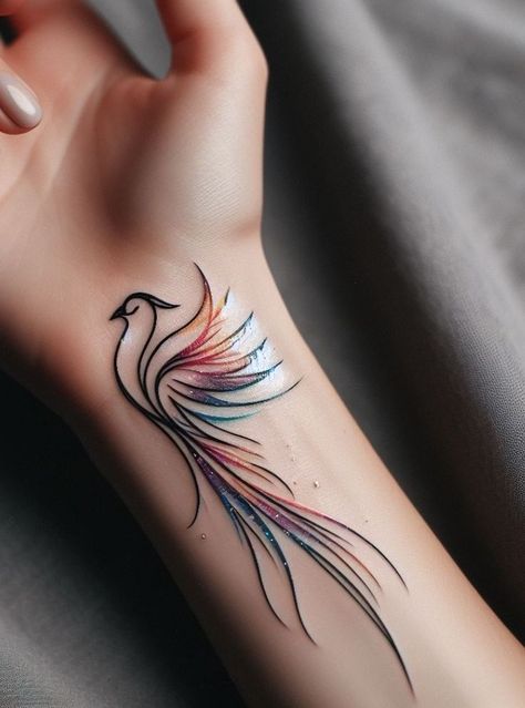 Mutterschaft Tattoos, Tato Phoenix, Phoenix Tattoo Feminine, Small Phoenix Tattoos, Phoenix Bird Tattoos, Phoenix Tattoo Design, Semicolon Tattoo, Tasteful Tattoos, Tatuaje A Color