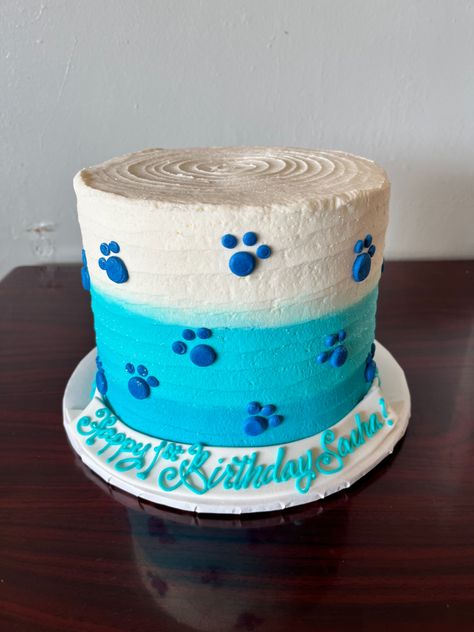 Paw Print Birthday Cake, Puppy Theme Smash Cake, Cake With Paw Prints, Paw Print Cake, Blues Clues Cake, Paw Print Cakes, Paw Cake, Moon Birthday Party, Blue's Clues Birthday