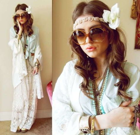 Hippie chic, ¡la nueva tendencia en moda! Moda Hippie Chic, Look Hippie Chic, Mint Blouse, Moda Hippie, Outfits 70s, Estilo Hippy, Estilo Hippie, Hippy Chic, Hippie Look