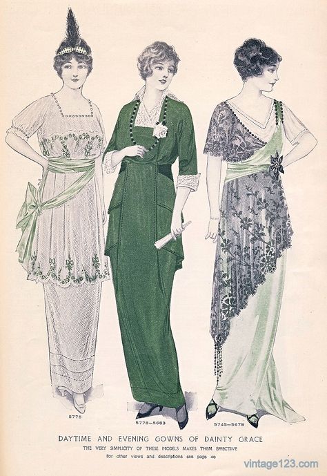 March 1914 Fashion | From the March 1914 issue of McCall's m… | Flickr 1914 Fashion, Edwardian Fashion Plates, Edwardian Gowns, Fashion 1910, Evening Dress Patterns, 1910s Fashion, Fashion Illustration Vintage, 20th Century Fashion, Edwardian Dress