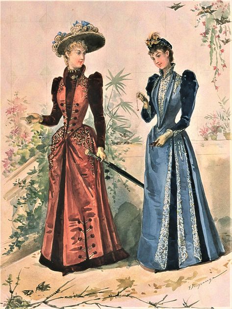 Fashion Plate - La Mode Illustree - 1891 Gilded Age Fashion, Gilded Glamour, 1899 Fashion, Gala Themes, Victorian Era Fashion, 1890s Fashion, 1880s Fashion, 1800s Fashion, Witch Fashion