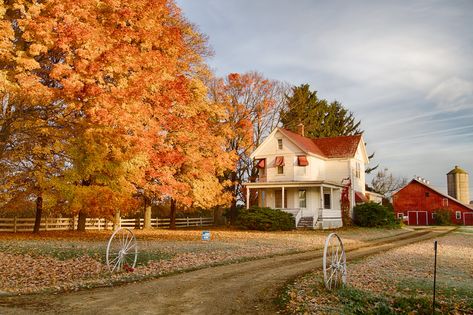 Nature, Southern Cottagecore, Tis Autumn, Orange Farm, Old Farm Houses, Dirt Road, Farmhouse Exterior, Fall Pictures, Autumn Cozy