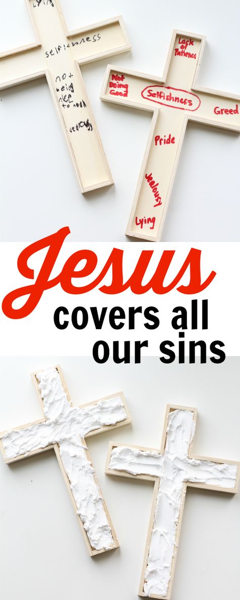 Jesus Covers All Our Sins:   A Hands-on Demonstration of Redemption.  A great activity for Good Friday! Good Friday Crafts, Palm Sunday Crafts, Jesus Crafts, Children's Church Crafts, Vbs 2024, Resurrection Sunday, Bible School Crafts, Christian Crafts, Vbs Crafts