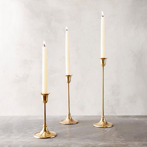 Antiqued Brass Candlestick, Tall - Terrain Sanctuary Home Decor, Sanctuary Home, Antique Brass Candlesticks, Brass Candlestick, Traditional Interior Design, Up House, Brass Candlesticks, Decor Guide, White Candles